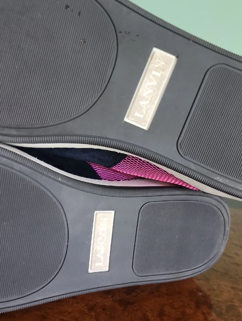 Lanvin Pink and Navy High-Top Sneakers